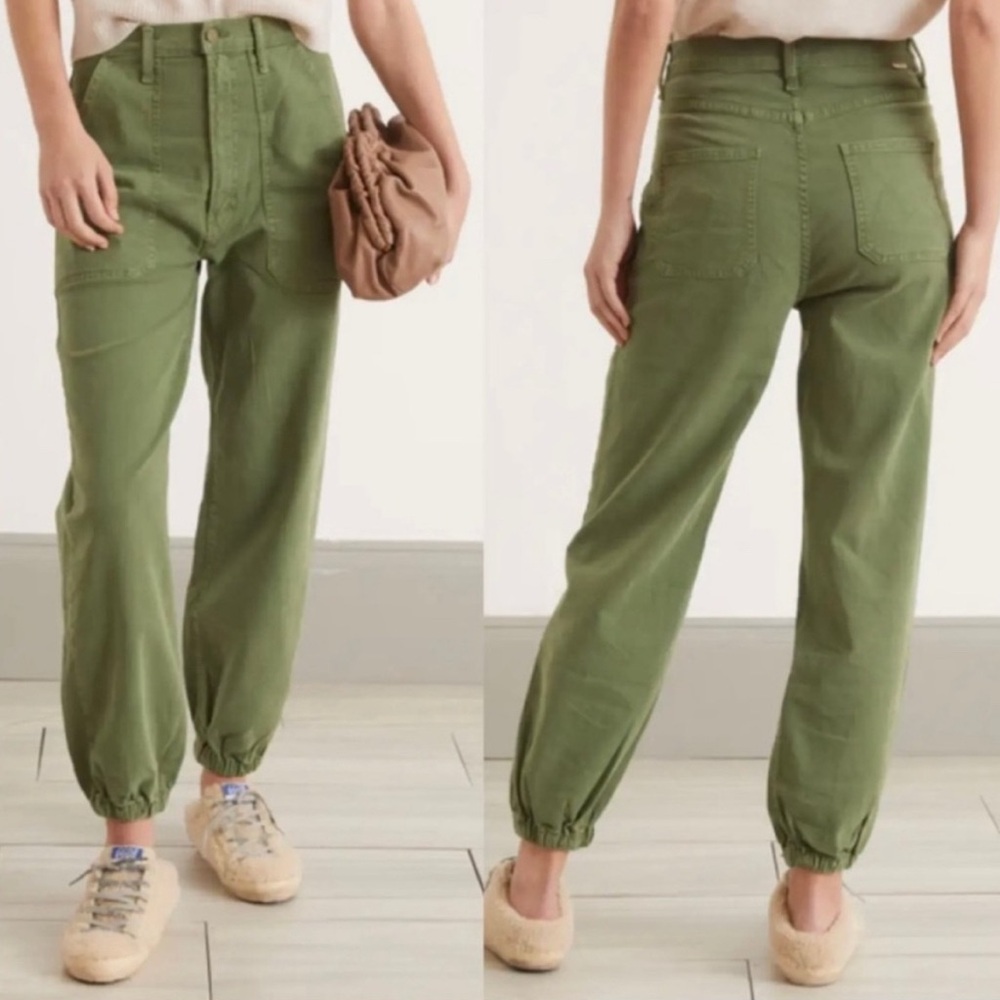 Mother Wrapper Patch Springy Ankle Jeans in Army | 27